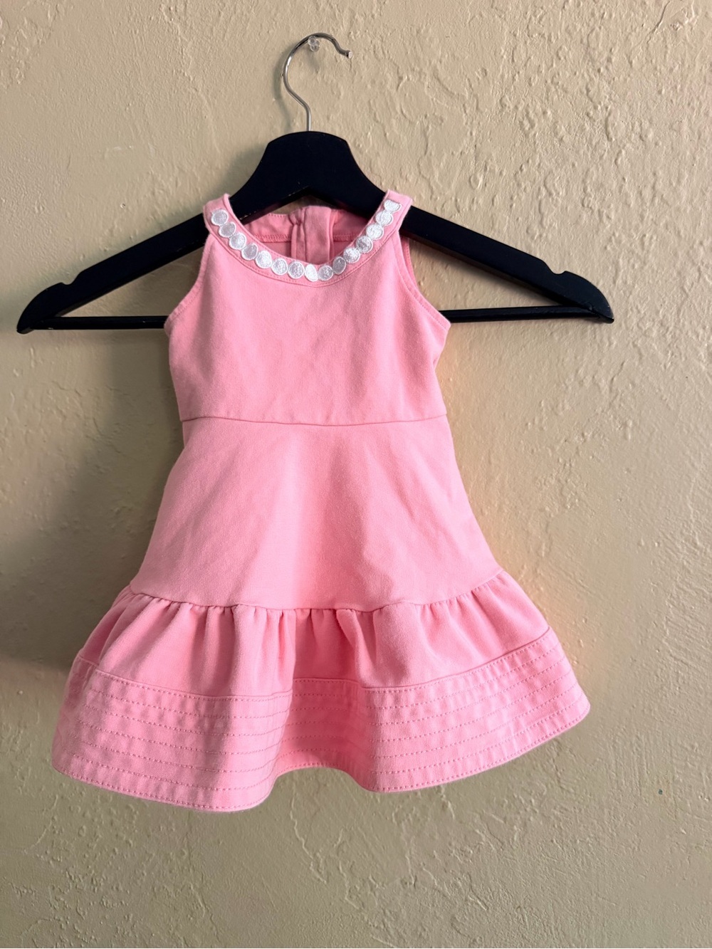 Janie and Jack Pink Sleeveless Tiered Dress with White Trim